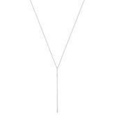 14K White Gold Polished Y-drop Bar w/ 1in ext. Necklace